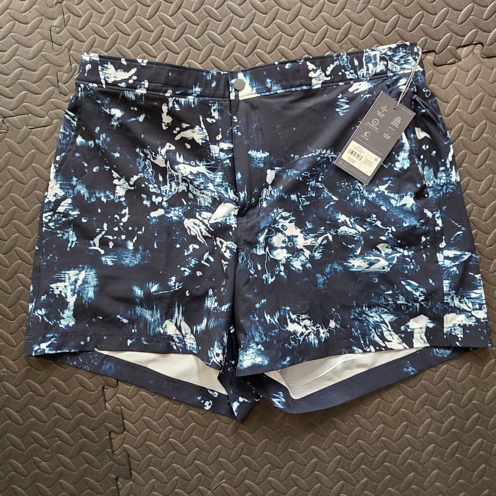 Men's VRST L Navy White Abstract Print Hybrid Shorts